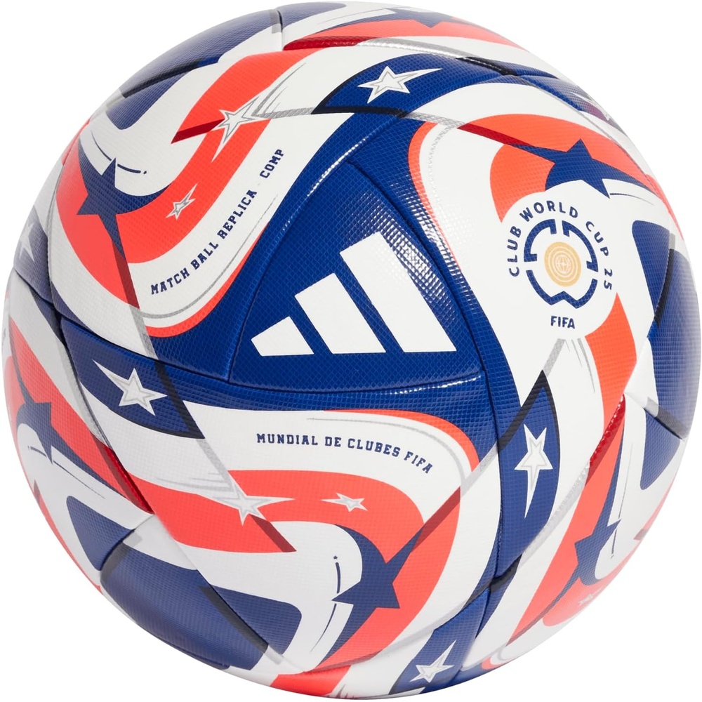 image:imageadidas FIFA Club World Cup Competition Ball Thermally Bonded Seamless Construction FIFA Quality Pro Certified Bold Design Inspired by Flags and Stars WhitePOBLUEDKBLUELucre 4