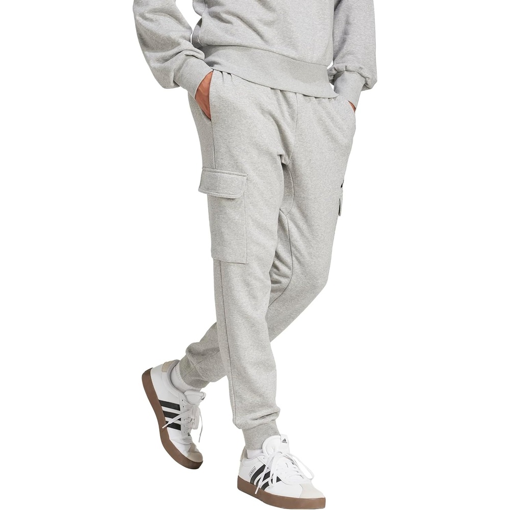 image:imageadidas Mens Essentials FeelCozy Fleece Cargo PantsMedium Grey HeatherBlack