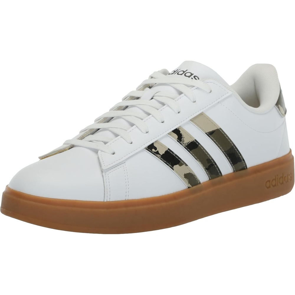 image:imageadidas Mens Grand Court 20 ShoeWhiteOlive StrataPutty Grey