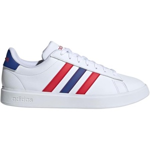 adidas Men’s Grand Court 2.0 Shoe(White/Semi Lucid Blue/Better Scarlet)