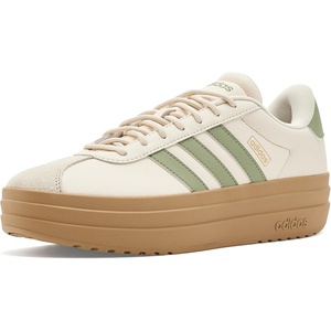 adidas Women’s Vl Court Bold Sneaker(Wonder White/Tent Green/Gold Metallic)