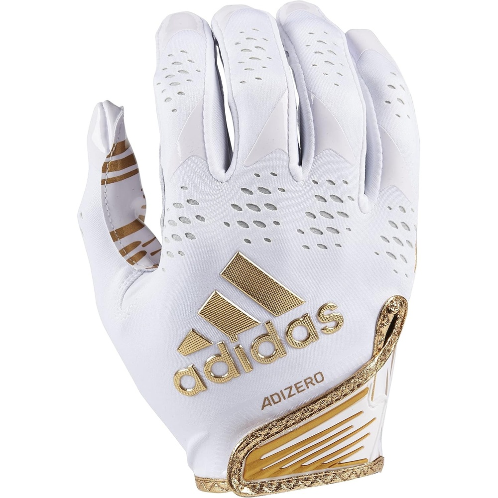 image:imageAdidas Adizero 12 Adult Football Receiver GlovesWhiteMetallic Gold