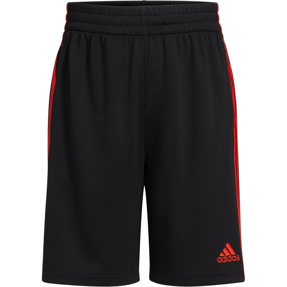 image:imageadidas Boys 3Stripe Mesh Athletic ShortsBlackRed