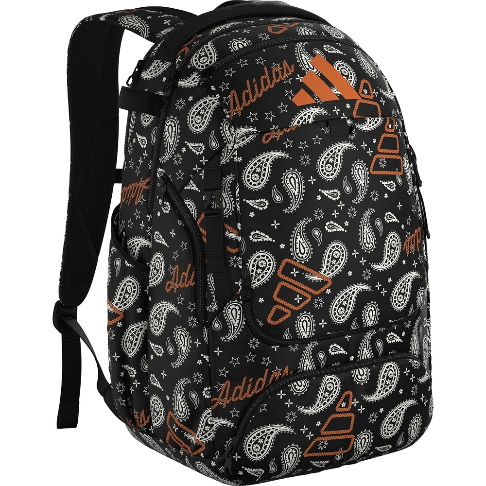 image:imageadidas Dugout Baseball Softball Backpack  Bat Helmet and Glove Storage 35LRodeo BlackUnity Orange
