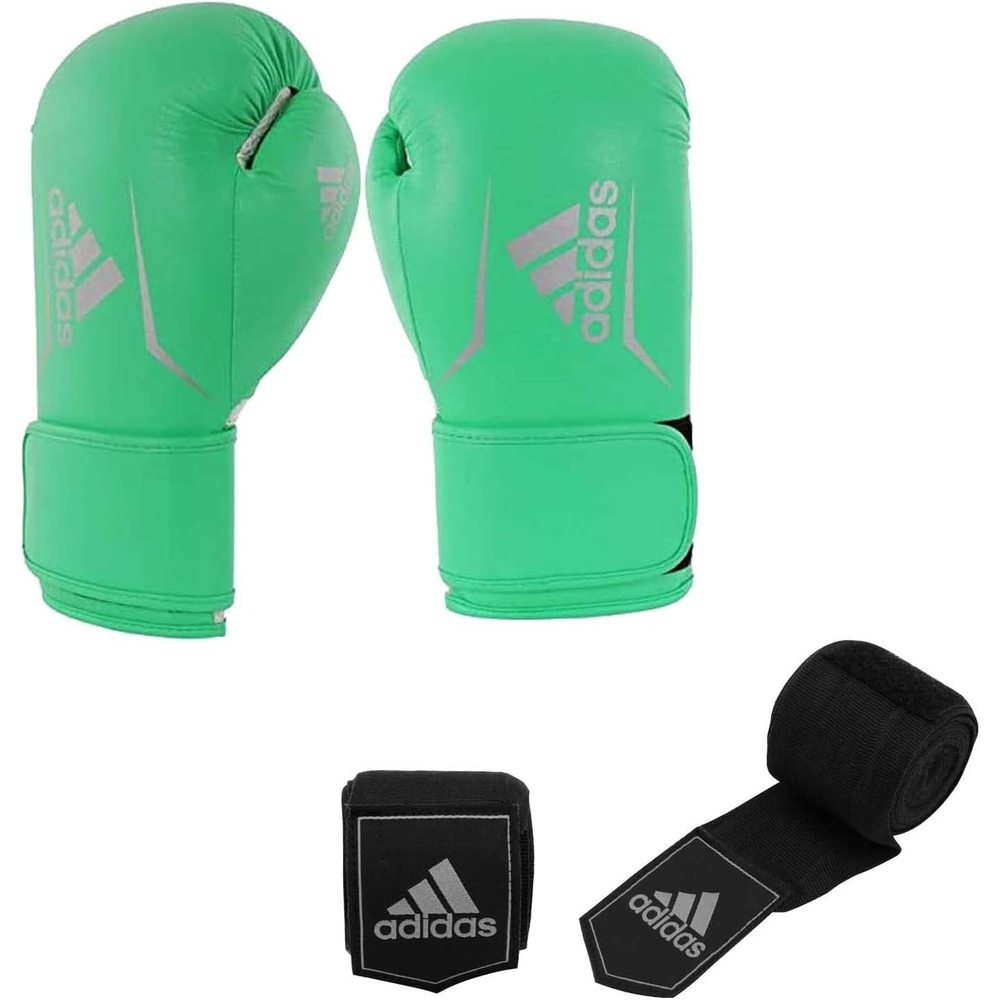 image:imageadidas Speed 100 Boxing Kickboxing Gloves for Women amp MenGlovesSolarLimeSilverWrapsBlack