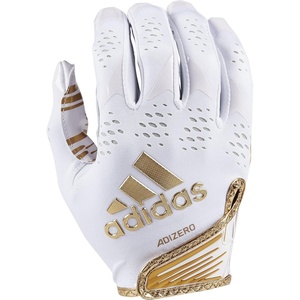 Adidas Adizero 12 Adult Football Receiver Gloves(White/Metallic Gold)