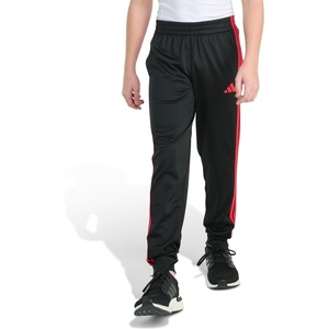 adidas Boys 3-Stripe Jogger Pants | Big and Little Kids | 100% Polyester Athletic Training Pants with Elastic Waistband(Black With Red)