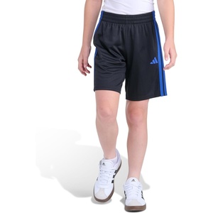 adidas Boys’ 3-Stripe Mesh Athletic Shorts(Black With Blue)
