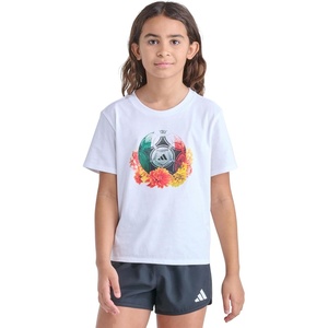 adidas Girls World Cup Graphic T‑Shirt, Girls Short Sleeve Cotton Tee(White With Red)