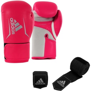 adidas Speed 100 Boxing, Kickboxing Gloves for Women & Men(Gloves=PinkSilver/Wraps=Black)