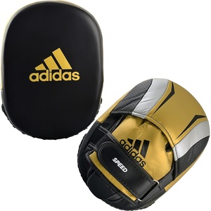 adidas Speed Micro Air Focus Mitts – for Boxing, Kickboxing, Coaching, and Training – for Men, Women, Unisex – Black/Red/Gold/Red/White – Standard Size(Black/Gold/Silver)