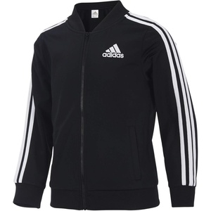 adidas girls Zip-Up Tricot Track Jacket Warm-Up Bomber(Adi Black Bomb)
