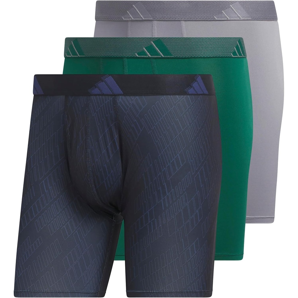 image:imageadidas Mens Microfiber Boxer Briefs 3pack performance Stretch Moisturewicking UnderwearGhost Legend Inktech IndigoCollegiate GreenGrey