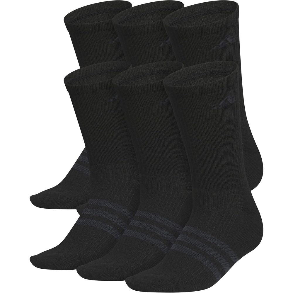 image:imageadidas Mens Superlite Crew Socks 6 Pairs Lightweight amp BreathableBlackNight Grey3