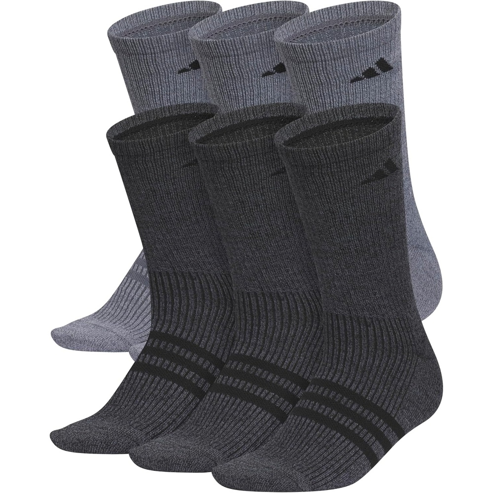 image:imageadidas Mens Superlite Crew Socks 6 Pairs Lightweight amp BreathableOnix GreyBlack3