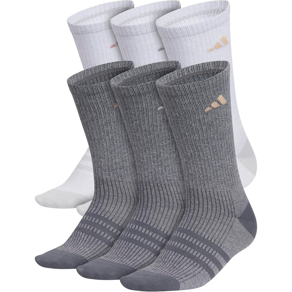 image:imageadidas Superlite Crew Socks 6Pairs Lightweight amp BreathableClear Onix GreyWarm Clay PinkGrey3