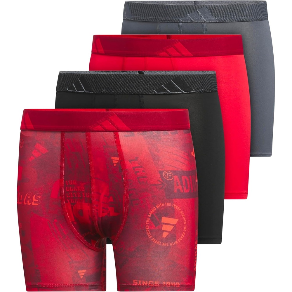 image:imageadidas youth Performance Microfiber Boxer Briefs 4pack Or 3pack Kids Graphic UnderwearUpscaled Mix Pure Rubybright RedBlackPure Ruby RedGraphic