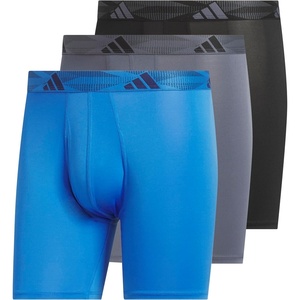 adidas Men’s Microfiber Boxer Briefs (3-pack) performance Stretch Moisture-wicking Underwear(Ray Blue/Onix Grey/Black)