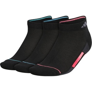 adidas Women’s Superlite Stripe Low Cut Ankle Socks (3 Pairs) Lightweight & Breathable(Black/Semi Turbo Pink/Semi Mint Rush Green)
