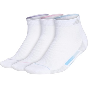 adidas Women’s Superlite Stripe Low Cut Ankle Socks (3 Pairs) Lightweight & Breathable(White/Clear Blue/Magic Lilac Purple)